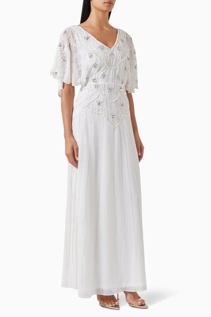 

Bead-embellished Maxi Dress, White