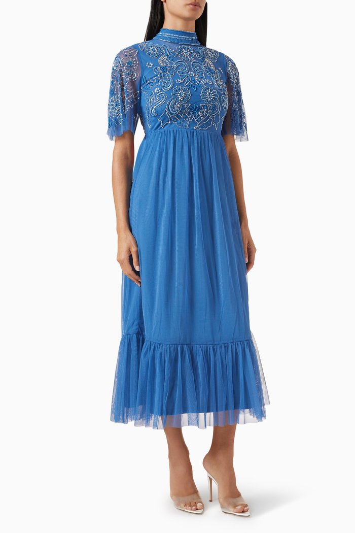 

Bead-embellished Dress, Blue