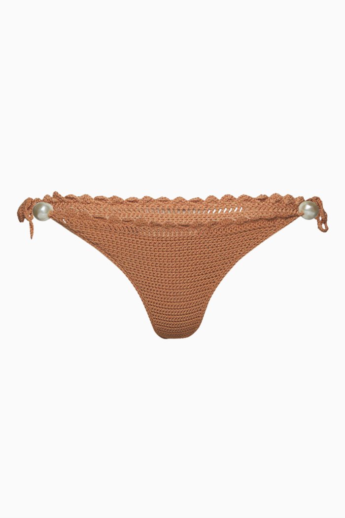 

Crochet Bikini Brief in Nylon, Brown