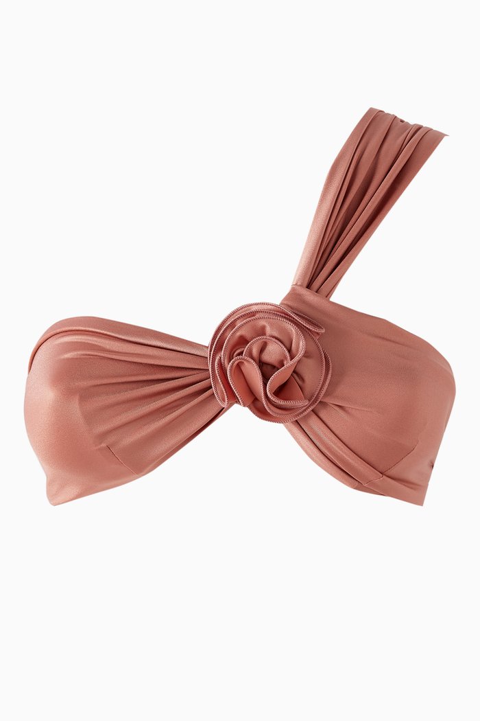 

Floral One-shoulder Bikini Top, Pink