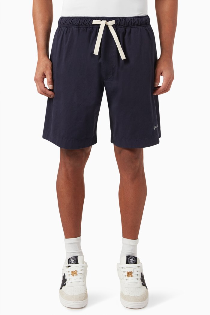 Logo Embroidery Bermuda Shorts In Cotton, Blue