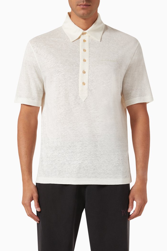 

Classic Logo Polo T-shirt in Linen, Neutral