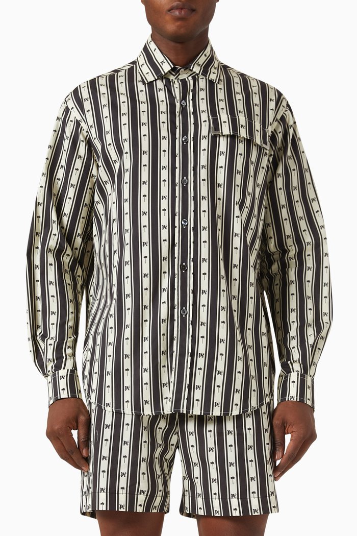 

Metal Frame Striped Shirt in Cotton, Multicolour