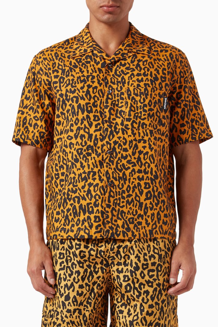 

Cheetah Bowling Shirt in Linen-blend, Multicolour