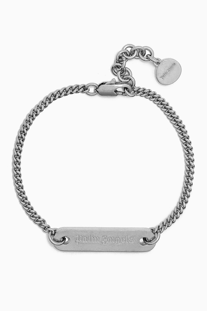 

Logo-plaque Chain Bracelet in Brass, Silver