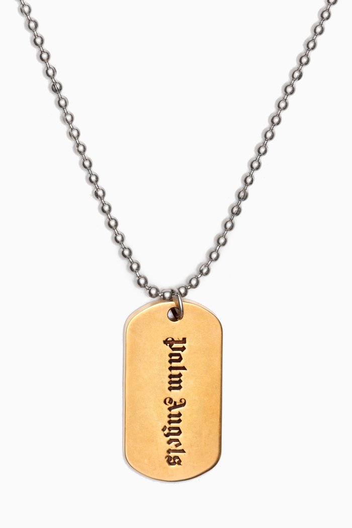 

Logo-engraved Tag Necklace in Brass, Gold