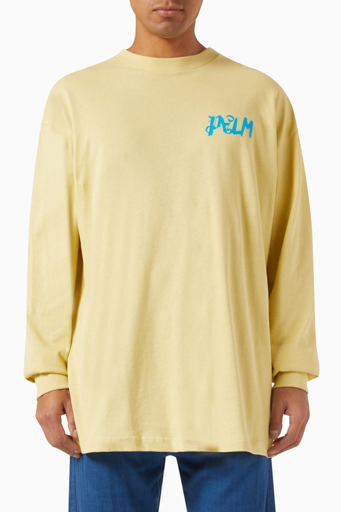 

Long-sleeve Palm Oasis T-shirt in Cotton, Yellow