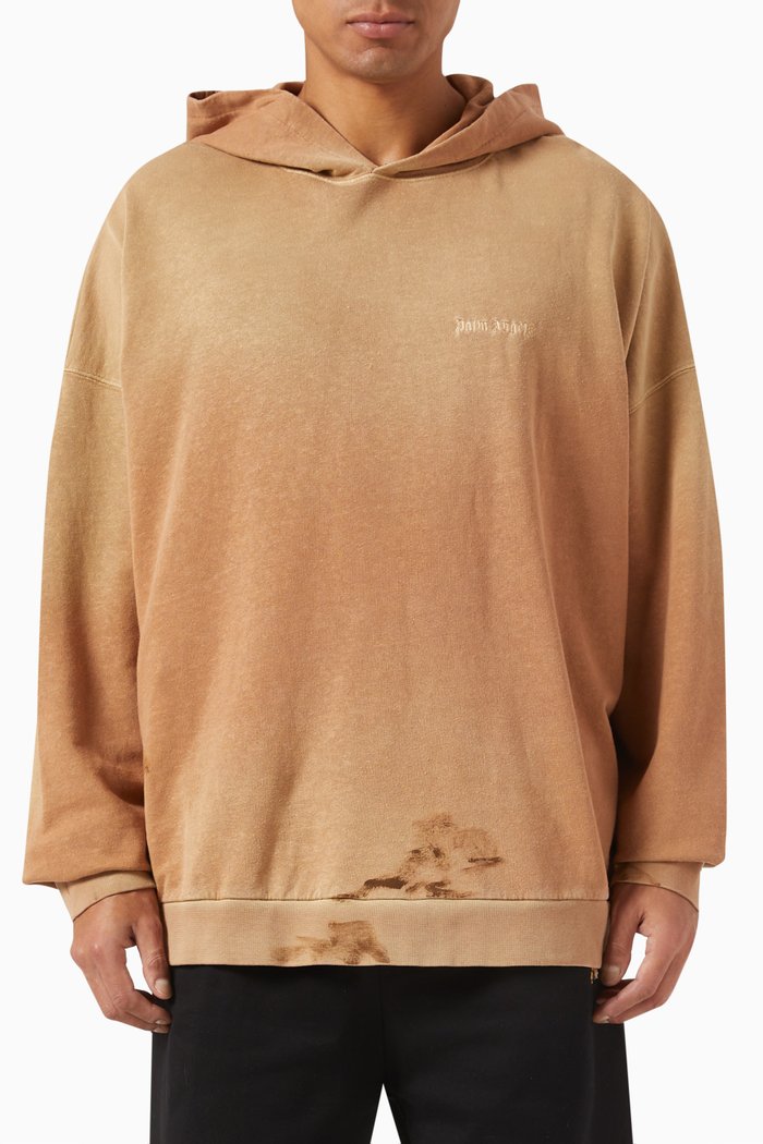 

Logo-embroidered Hoodie in Linen Blend, Brown