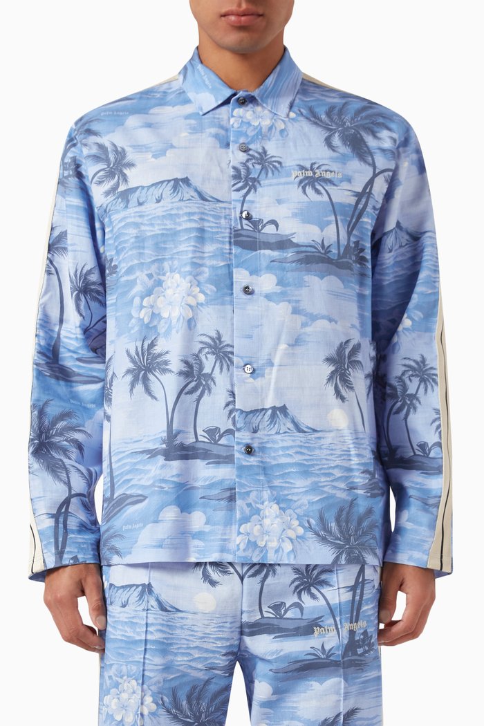 Sunset Print Track Shirt, Blue