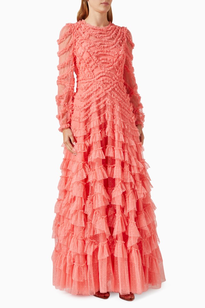 

Lana Round Neck Gown in Tulle, Pink