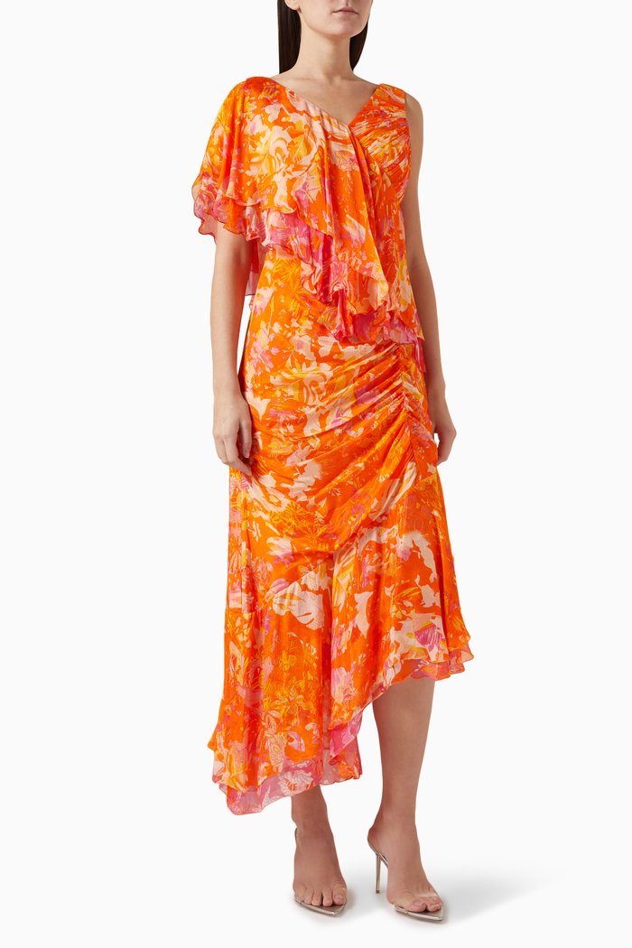 

Misty Femme Asymmetric Dress in Chiffon, Orange