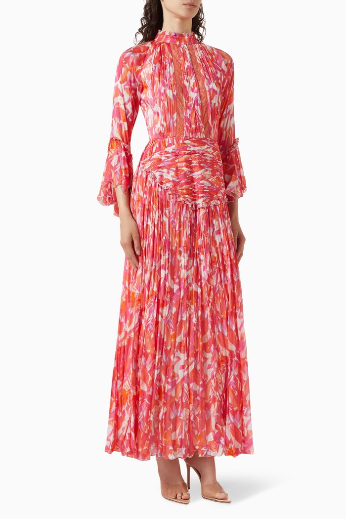 

Geometric Chaos Maxi Dress in Chiffon, Pink