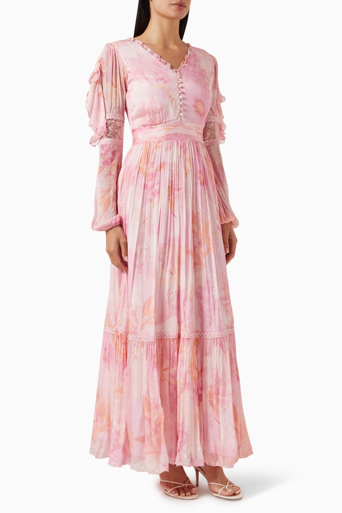 

Blooming Buds Maxi Dress in Chiffon, Pink