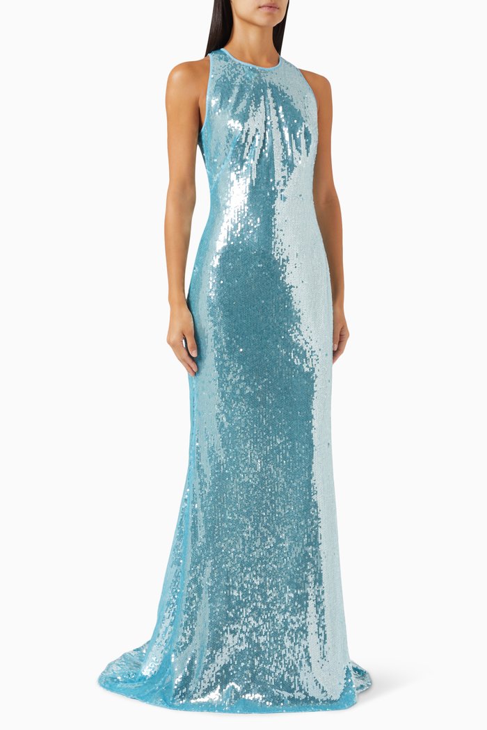 

Sequin-embellished Maxi Dress, Blue