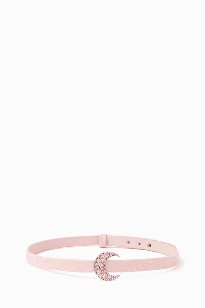 

Moon-buckle Embellished Belt in Lace, Purple