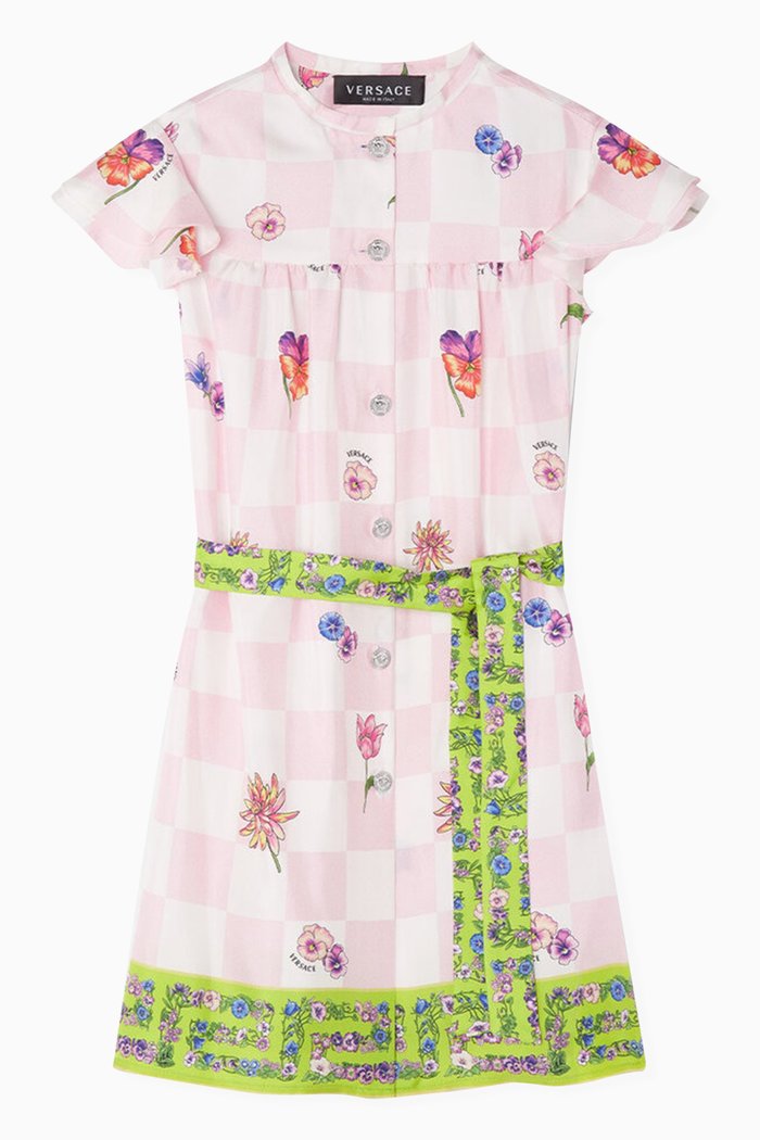 

Blossom-print Shirt Dress in Silk Twill, White