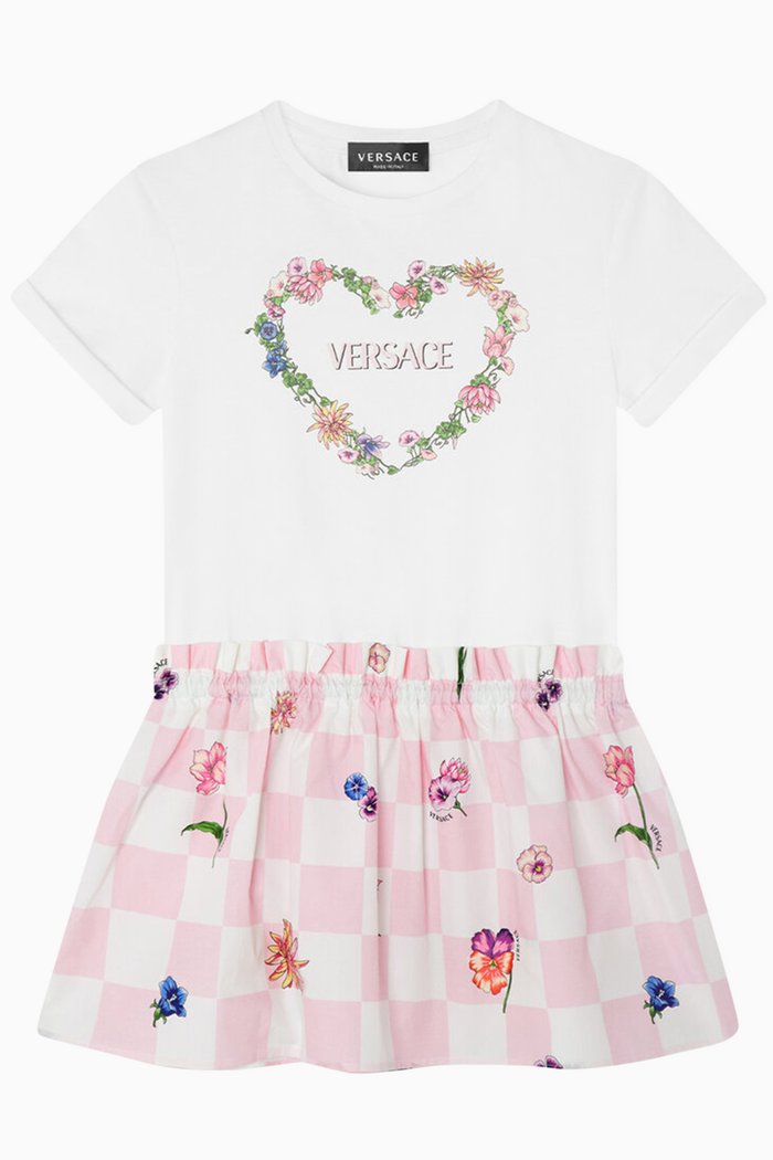 

Blossom-print T-shirt Dress in Cotton Jersey, White