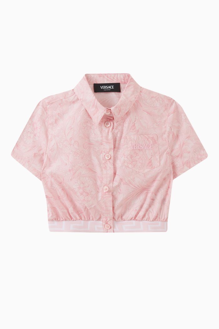 

Barocco-print Crop Shirt in Cotton, Pink