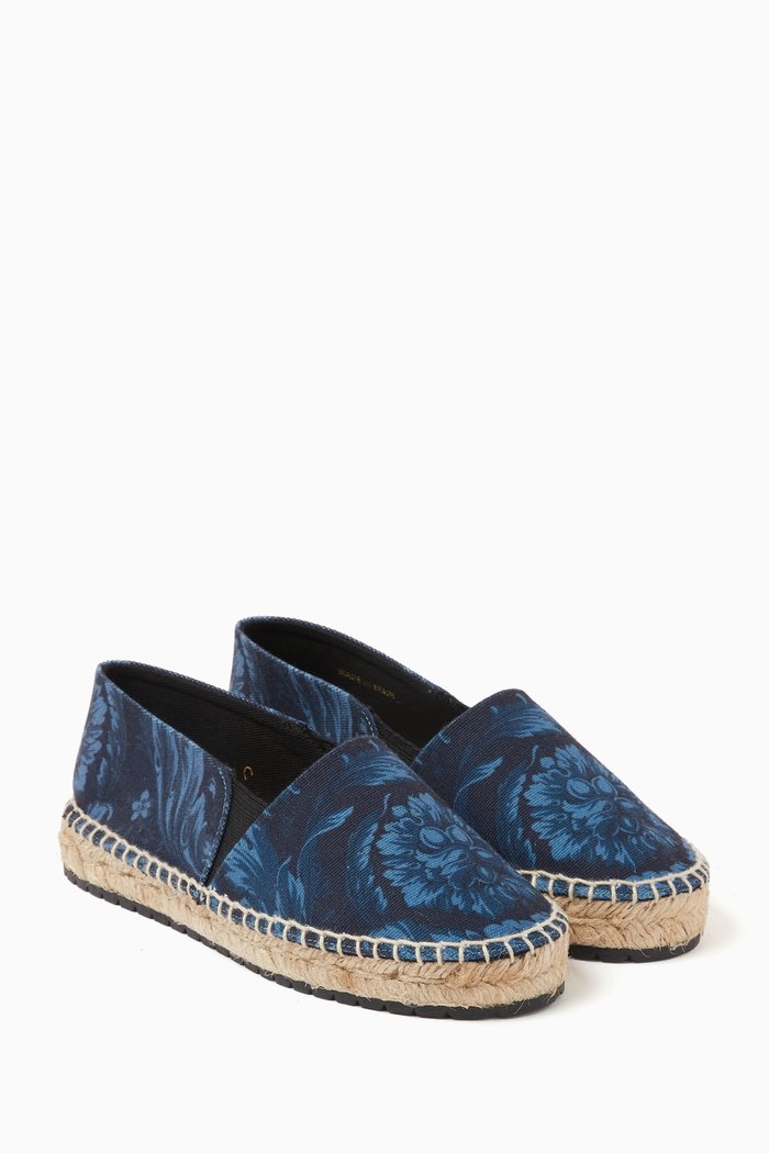 

Barocco-print Espadrilles in Cotton, Blue