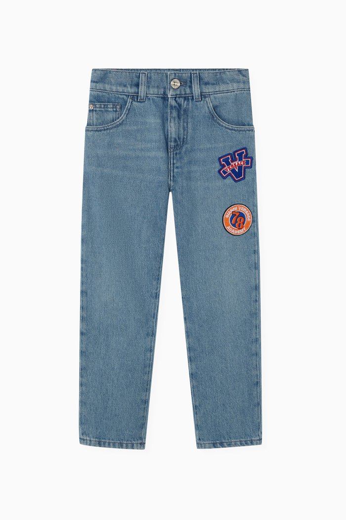 

Varsity-embroidered Jeans in Denim, Blue