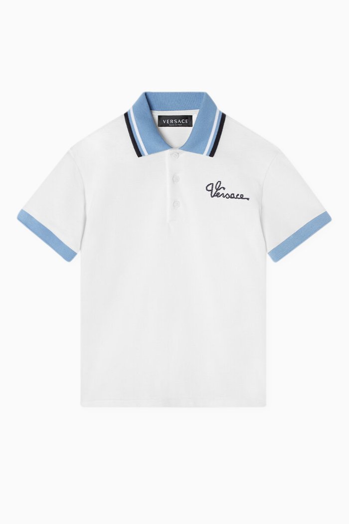 Logo-embroidered Polo Shirt in Cotton Piqué, White