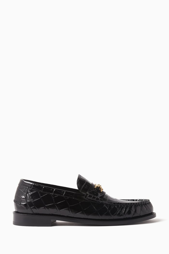 

Medusa 95 Loafers in Croc-embossed Leather, Black