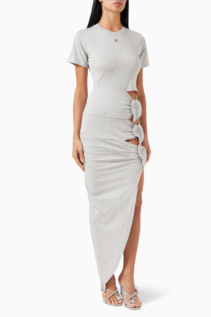 

Cut-out Maxi Dress in Cotton-jersey, Grey