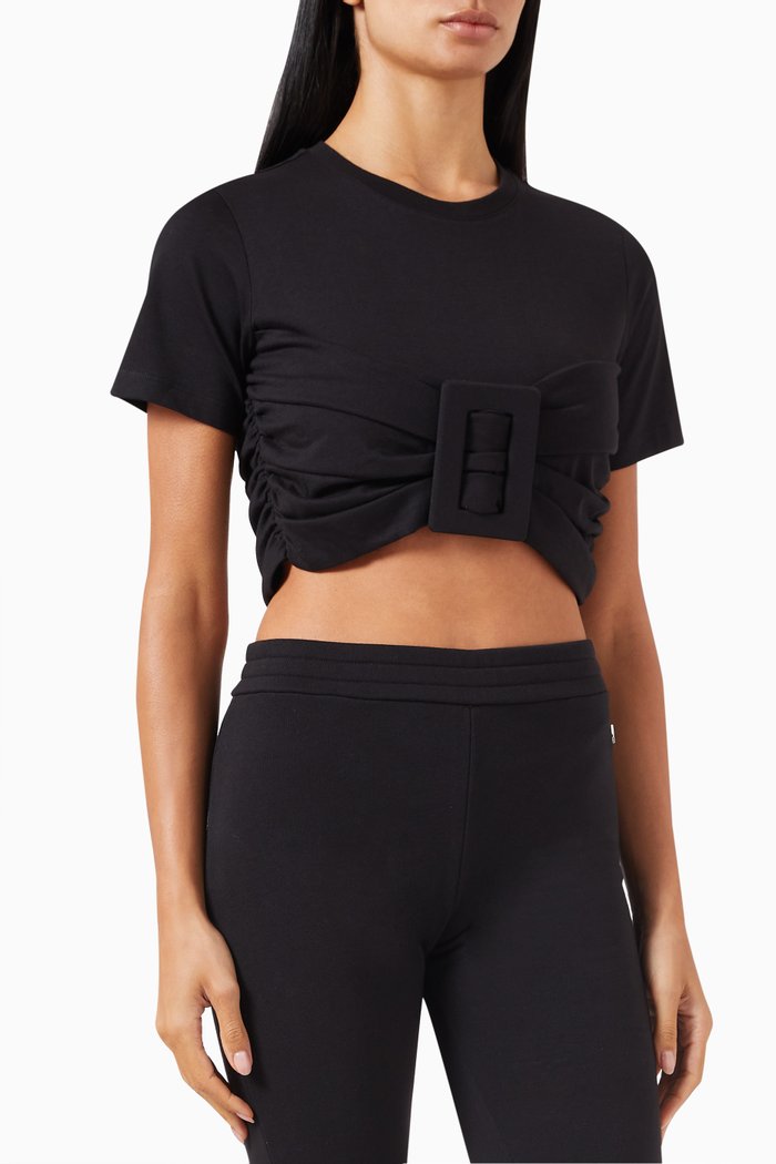 

Buckle Crop T-shirt in Cotton, Black
