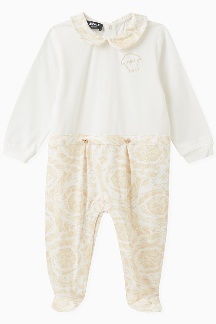 

Barocco-print Sleepsuit in Stretch Cotton, White