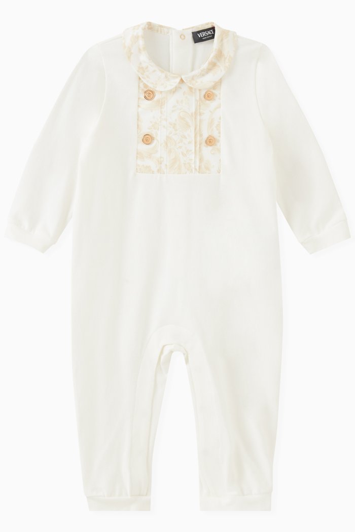 

Barocco-print Sleepsuit in Cotton, White