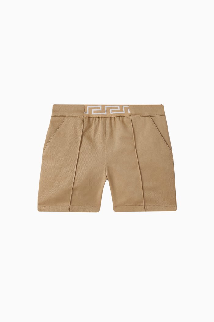 Baby Greca Shorts in Cotton, Neutral