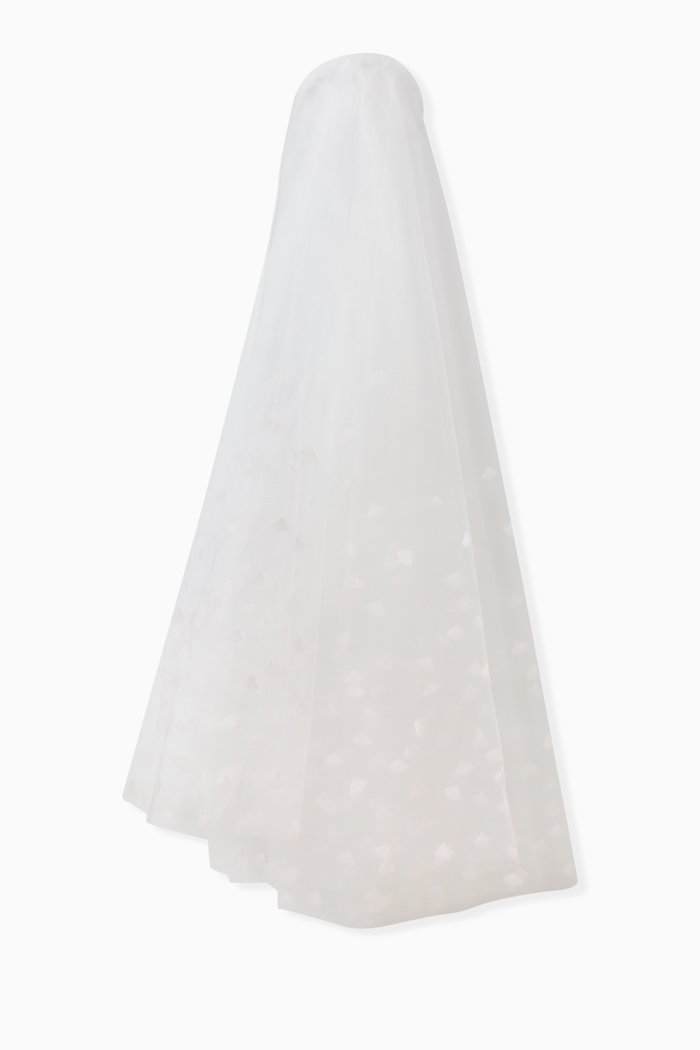 

Scattered Petals Veil in Organza, White