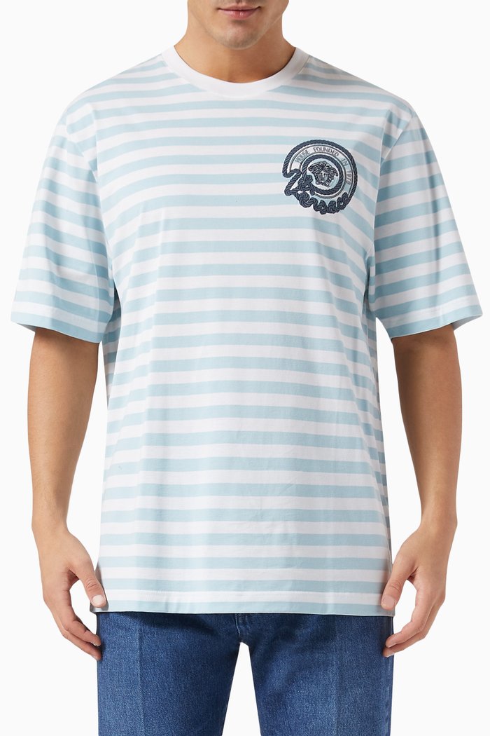 

Nautical Stripe T-shirt in Cotton, Blue