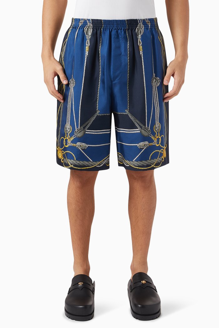 

Nautical-print Shorts in Silk, Blue
