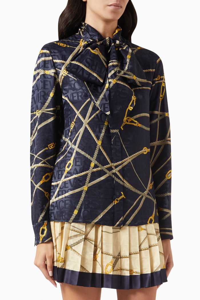 

Rope-print Shirt in Silk-blend, Blue