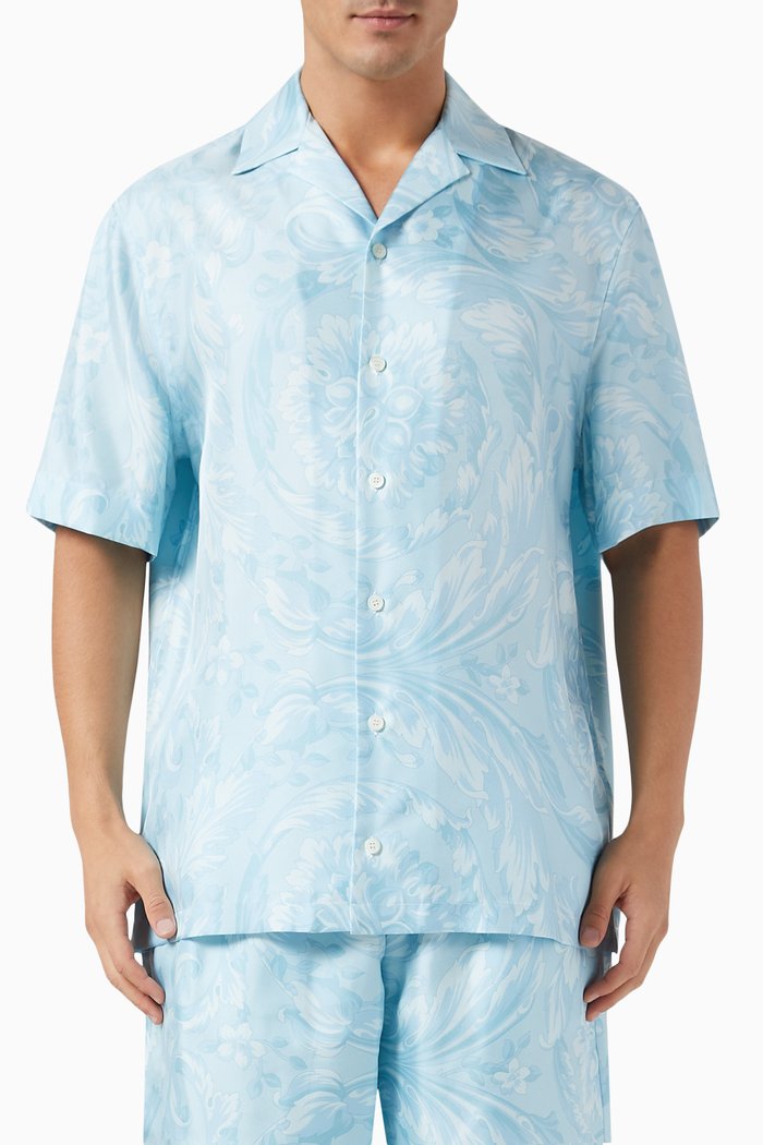 

Barocco-print Shirt in Silk, Blue