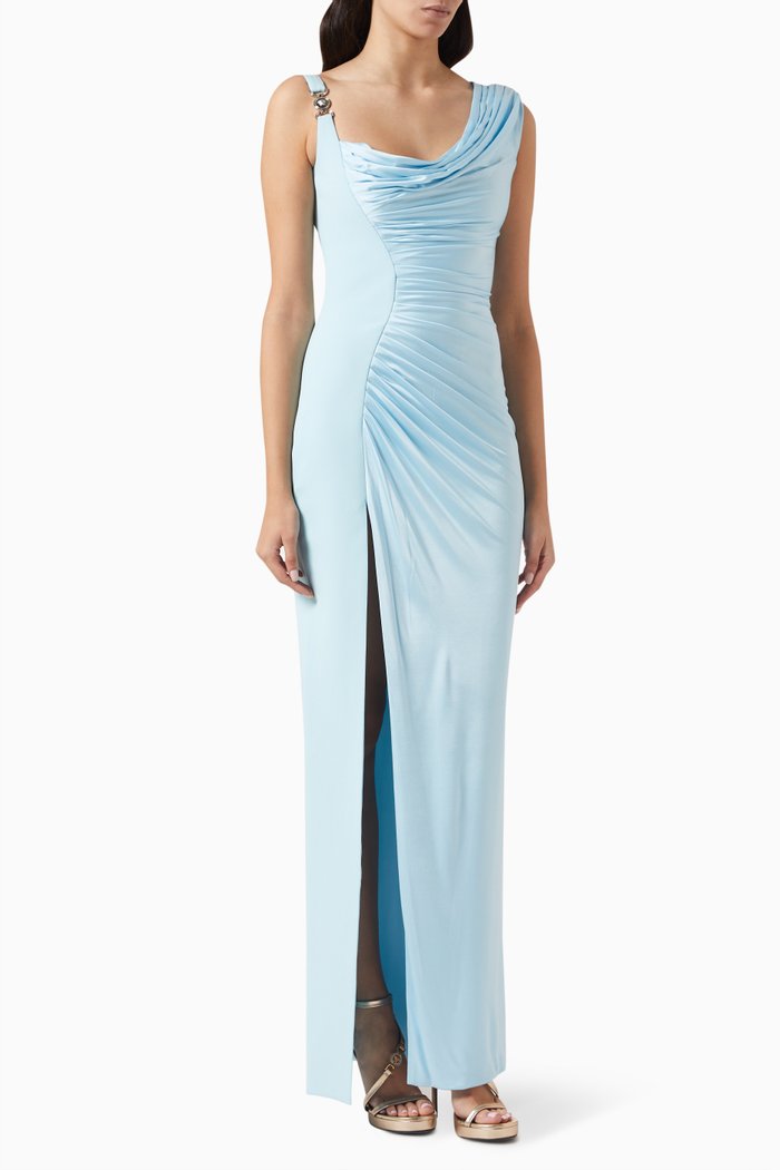 

Medusa '95 Draped Gown in Silk Satin, Blue