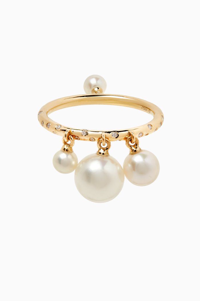 Bahar Pearls & Diamond Ring in 18kt Gold