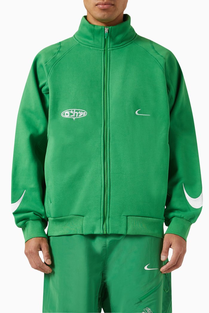x Off-White Zip Track Jacket in Fleece, Green