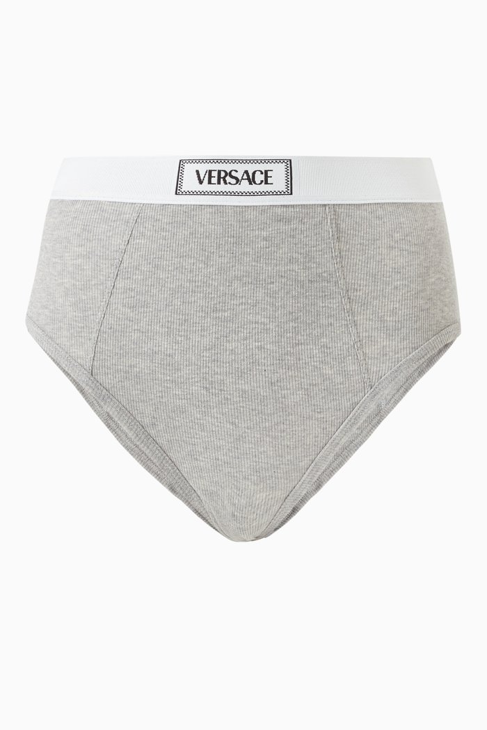 

90s Vintage Logo Briefs in Cotton, Grey