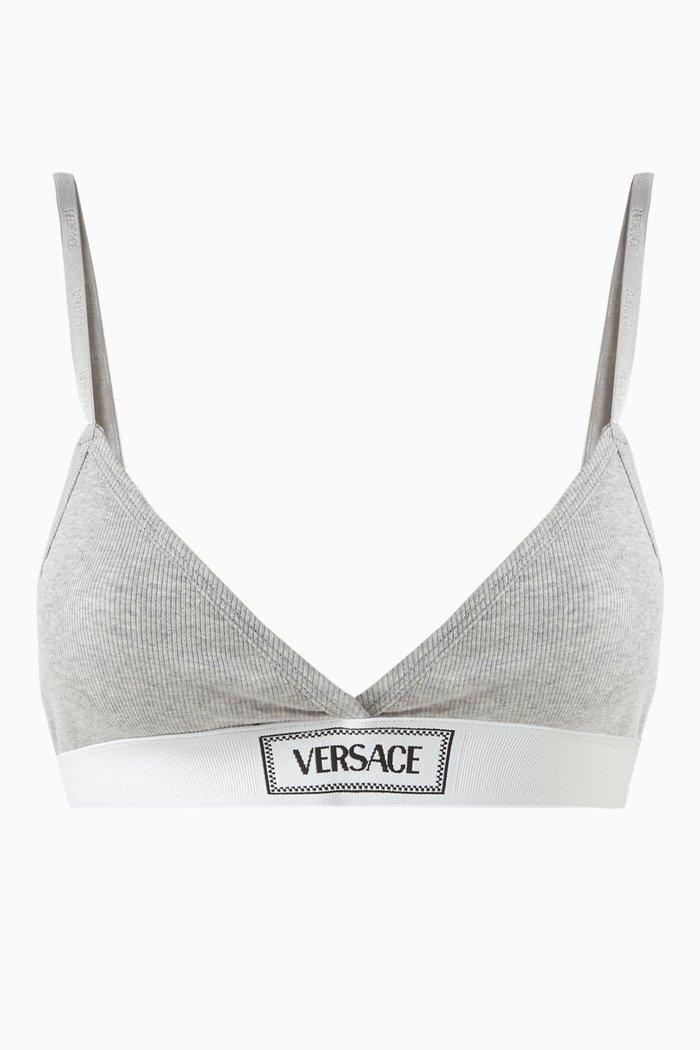 

90s Vintage Logo Bralette in Cotton, Grey