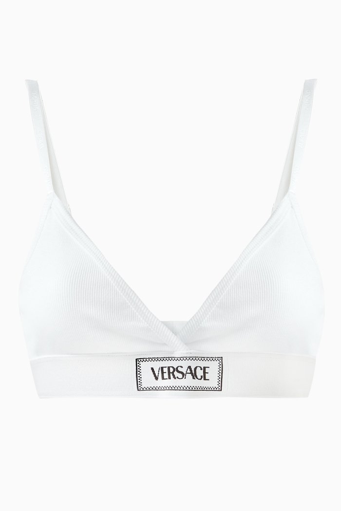 

90s Vintage Logo Bralette in Cotton, White