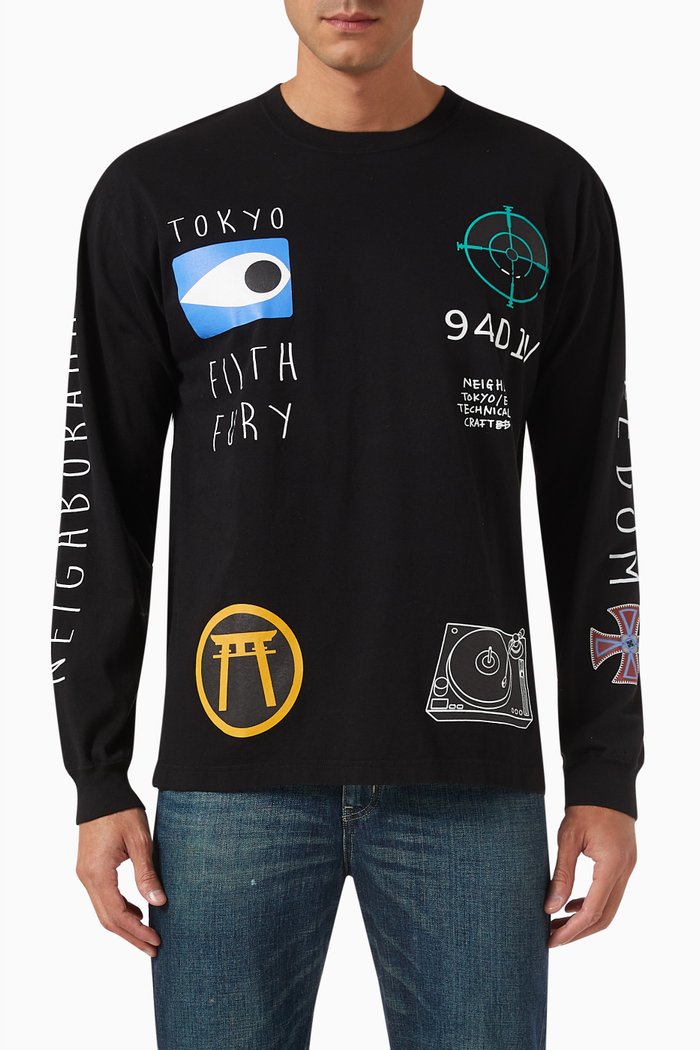 

Printed T-shirt in Cotton-jersey, Black