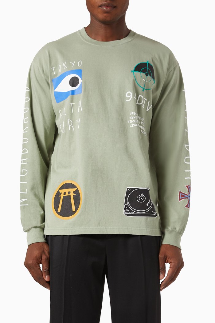 

Printed T-shirt in Cotton-jersey, Green