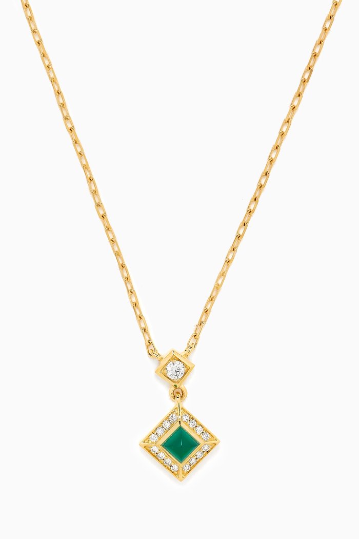 

Cleo Lotus Pavè Agate & Diamond Pendant Necklace in 18kt Yellow Gold