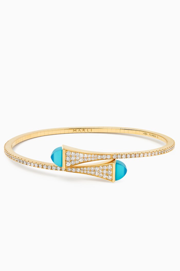 

Cleo Diamond & Chalcedony Midi Slip-on Bracelet in 18kt Yellow Gold