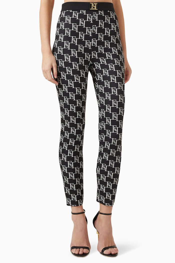 

Logo-print Tapered Pants in Stretch Crêpe, Black