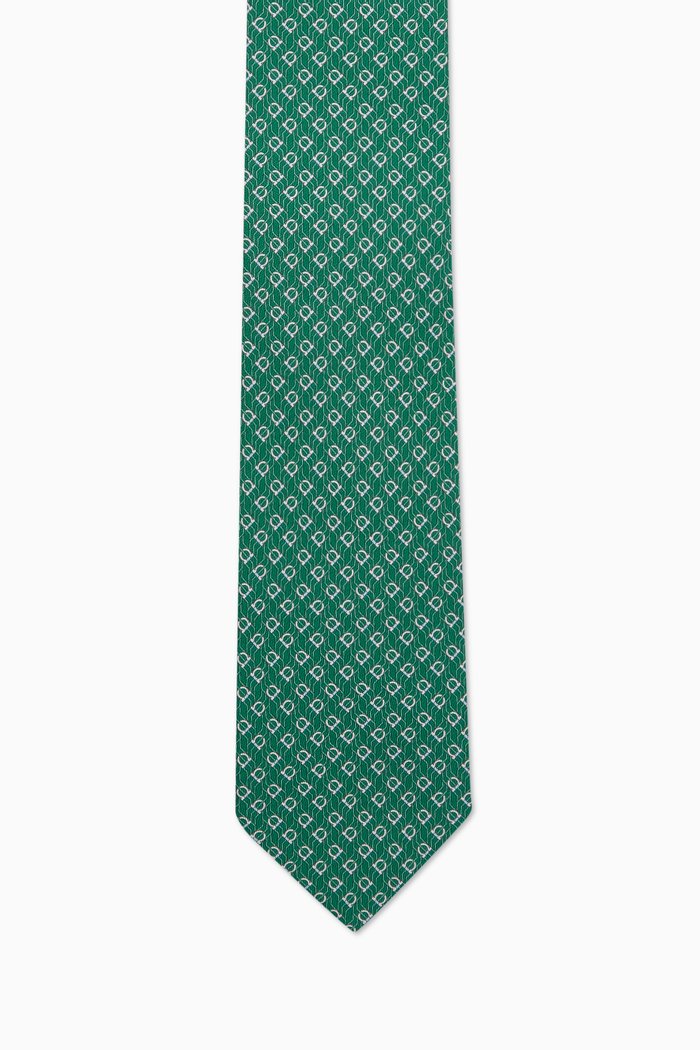 

Tetris-print Tie in Silk, Black