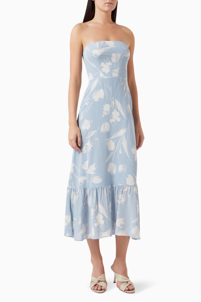 

Arta Floral Print Midi Dress in Viscose, Blue