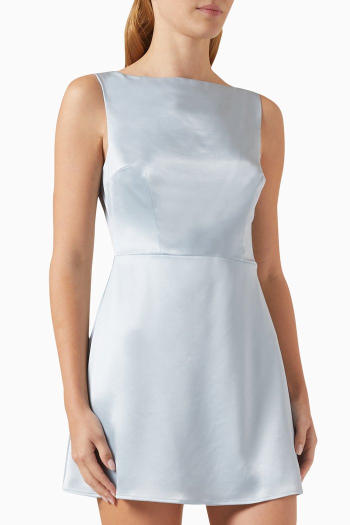 Zenni Mini Dress in Satin, Blue